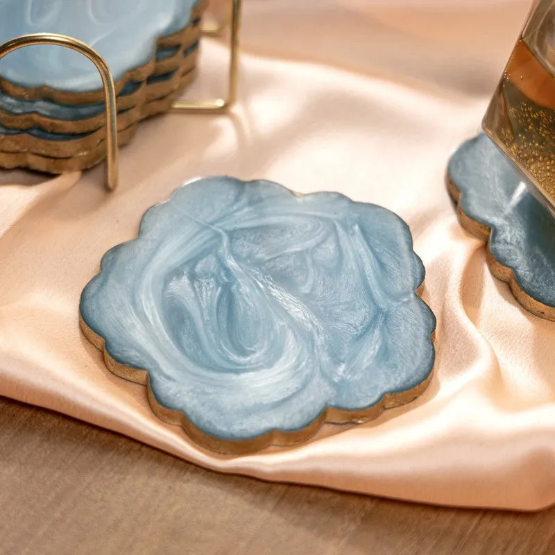 LuxeEdge Decorative Coasters (Blue) - Seven Piece Set media 3