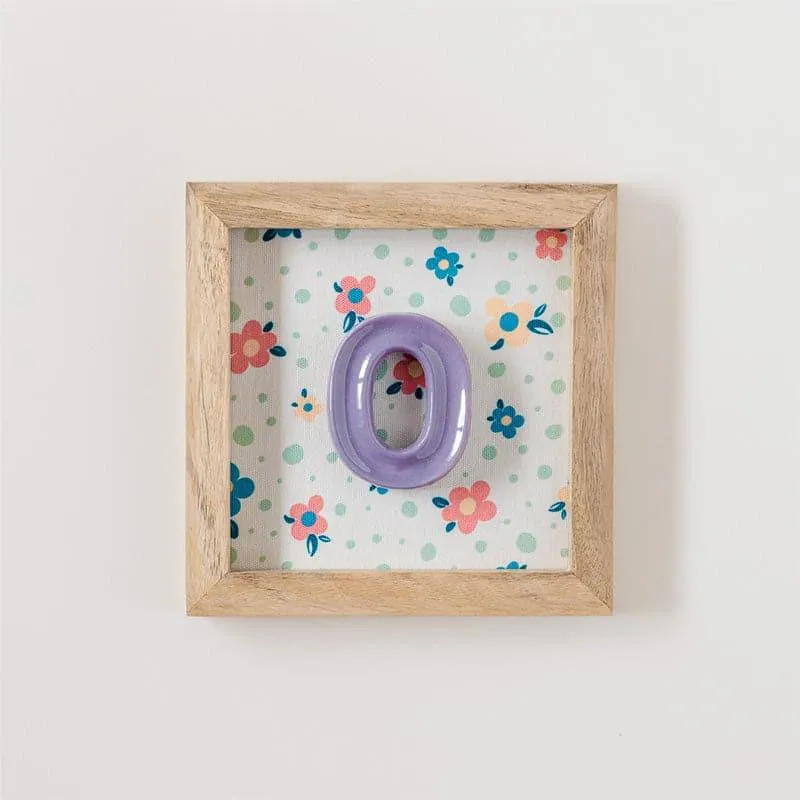 (O) Mini Mottled Mono Ceramic & Wooden Wall Accent - Purple media 1