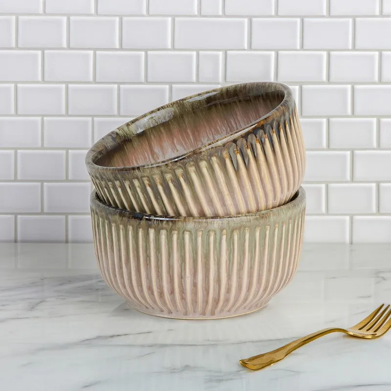 Mintora Pink Ceramic Serving Bowls - Set Of Two media 1