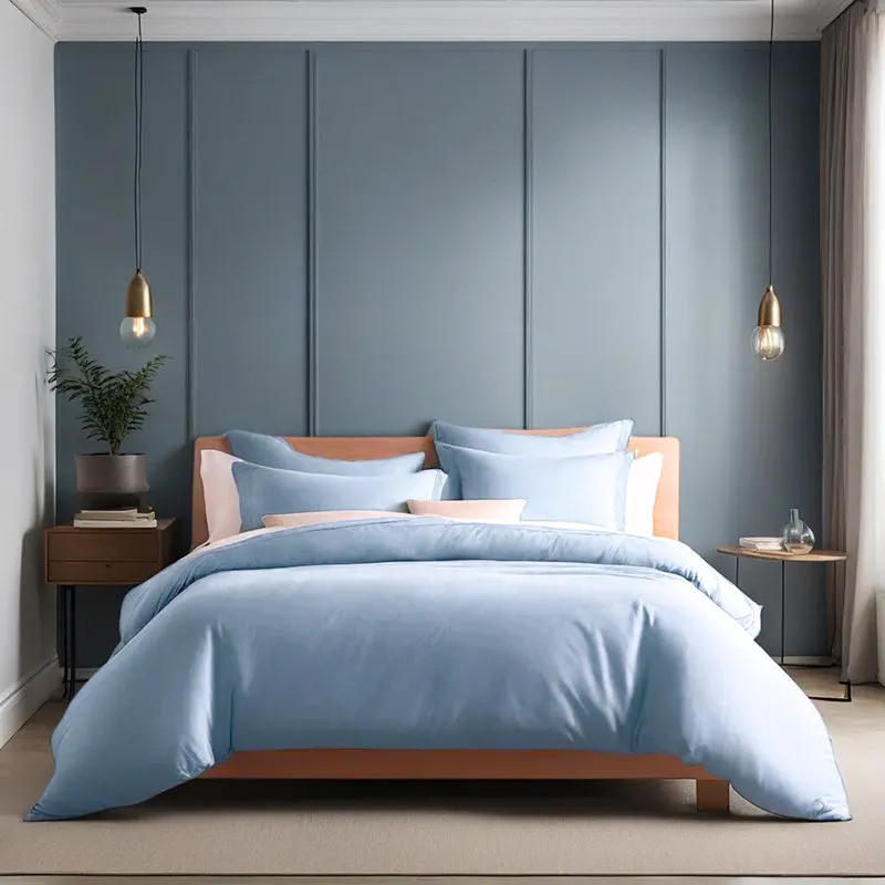 Moonweave Solid Cotton Bedsheet (Pale Blue) - 400 TC media 6