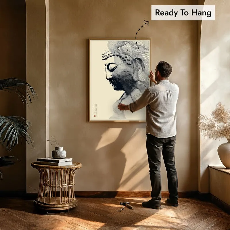 Buddha In Grace Archival Paper Wall Painting With Brown Frame media 6