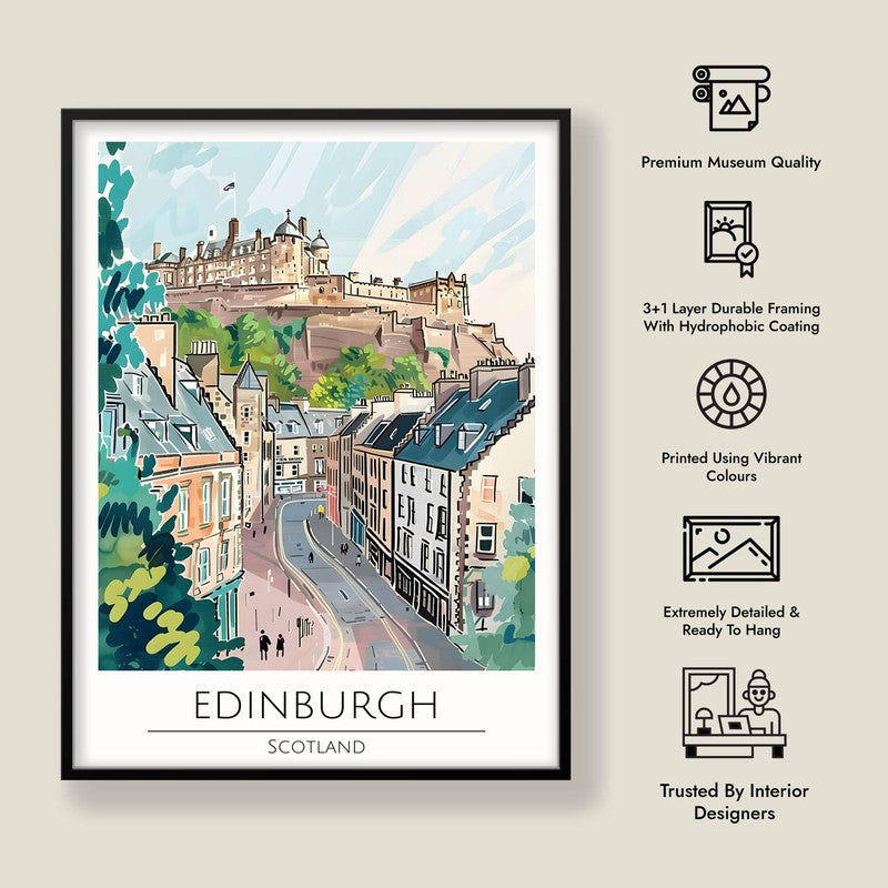 Vintage Edinburgh Framed Canvas Wall Painting media 8