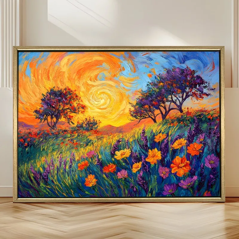Twilight Blossoms Canvas Wall Painting With Frame media 4