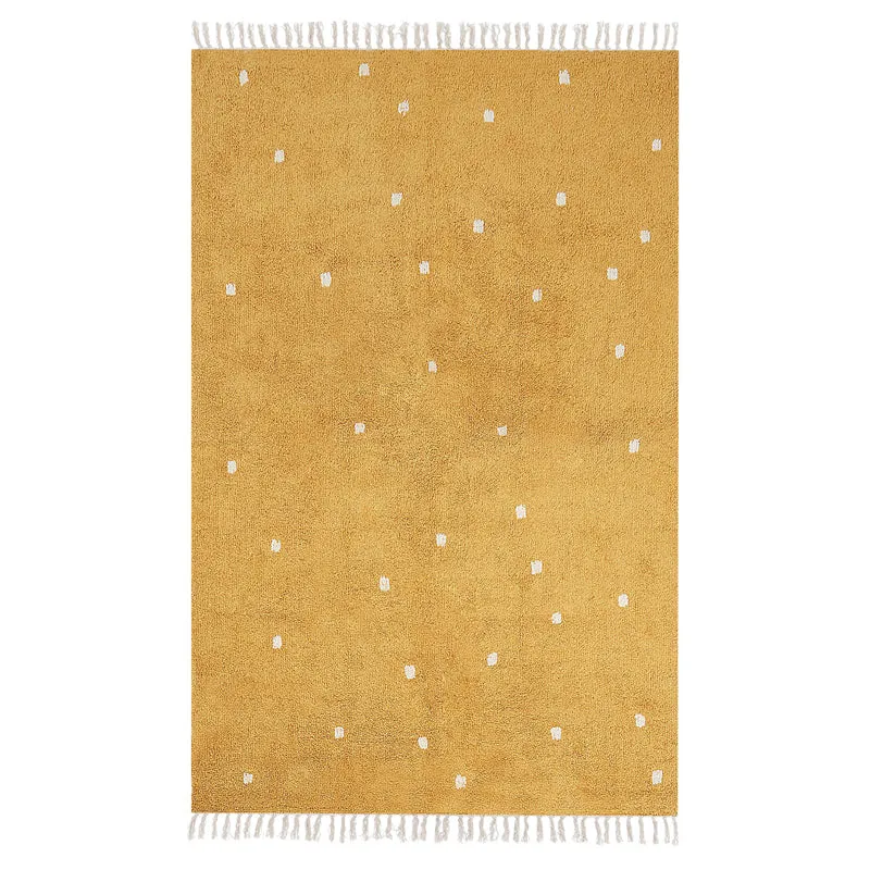 Polka Drops Tufted Cotton Area Rug - Yellow media 1