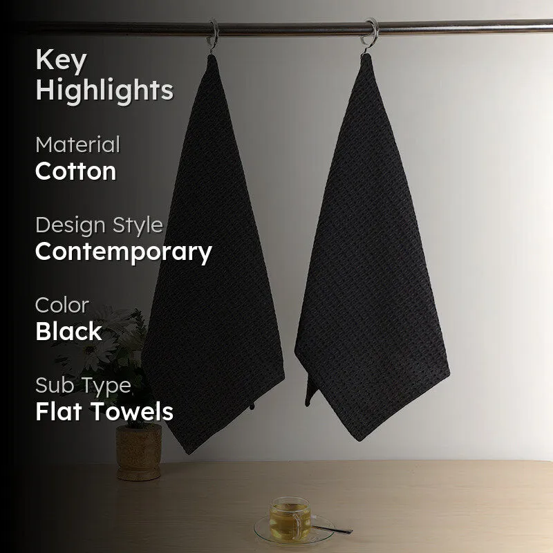 Sunbeam Cotton Kitchen Towel (Black) - Set Of Two media 2
