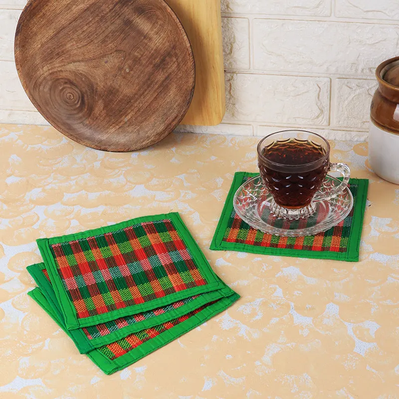 Chequered Zen Bamboo Coaster (Green) - Set Of Four media 3