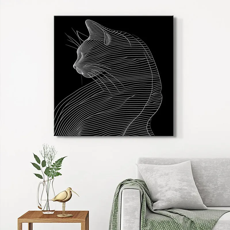 Cat Line Art Wall Painting media 1