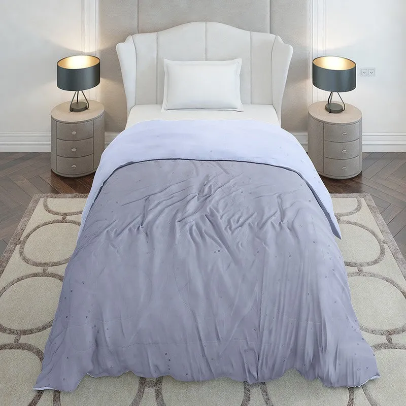 Monte Carlo Softelle Solid Polyester Reversible Comforter (Grey & Lavender) - 110 GSM media 5
