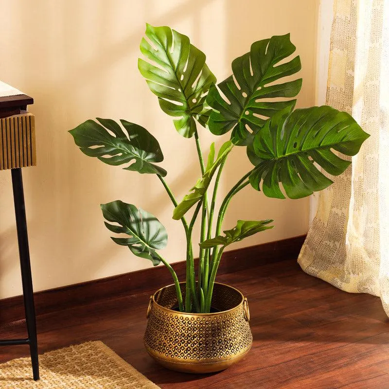 Artificial Realistic Monstera Plant With Black Plastic Pot - 3 Feet media 1