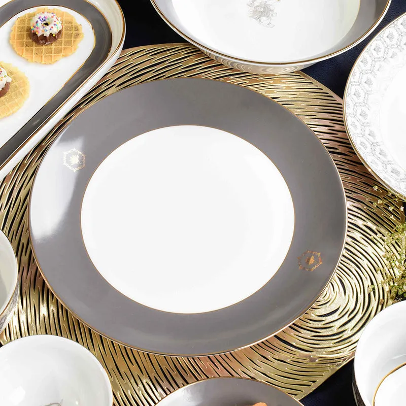 Gilded Legacy 24k Gold Brushed Porcelain Dinner Set (Grey) - 21 Piece Set media 5