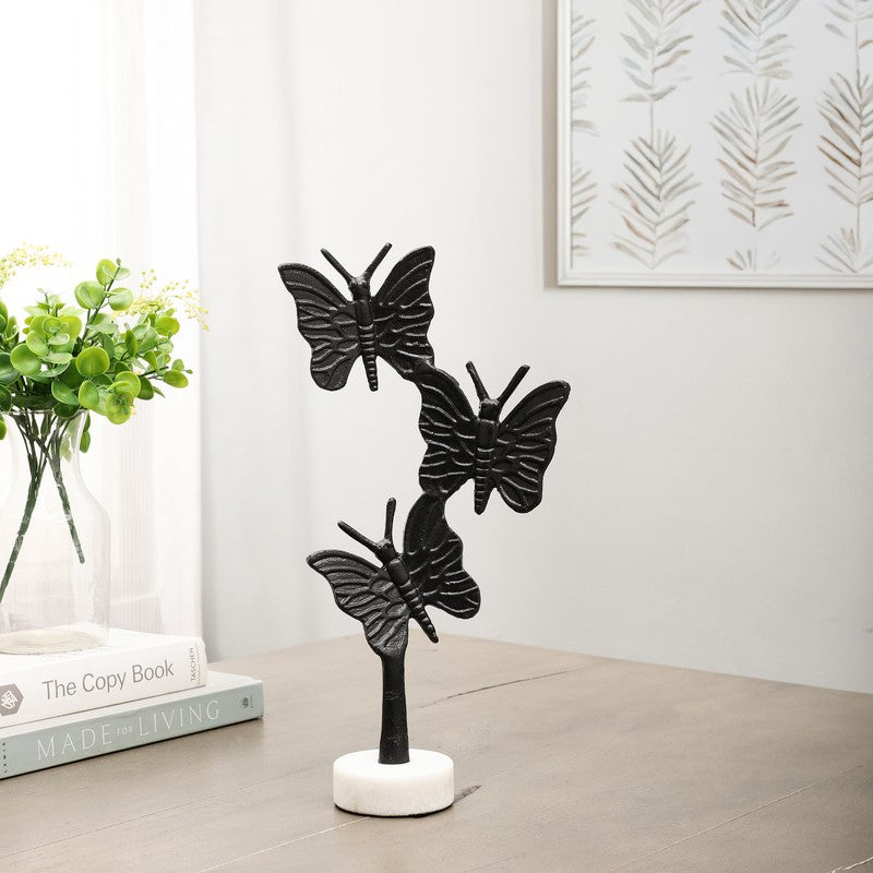 Flutter Butterfly Aluminium Showpiece - Black
