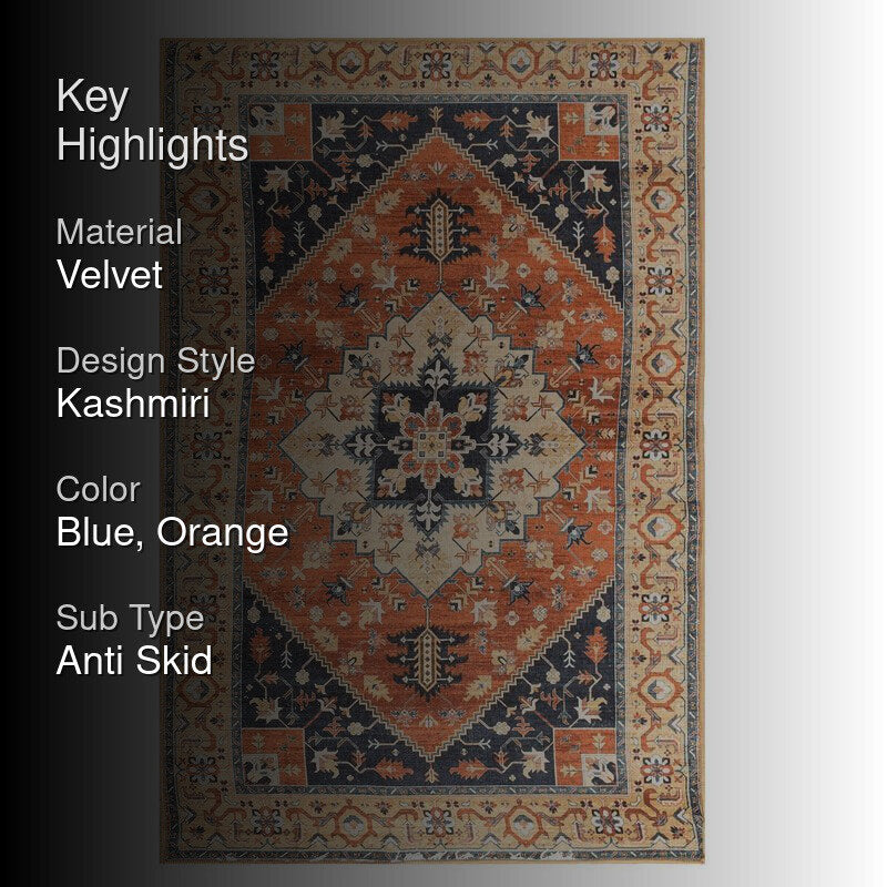 Sadaf Velvet Rectangle Anti-Skid Carpet media 2