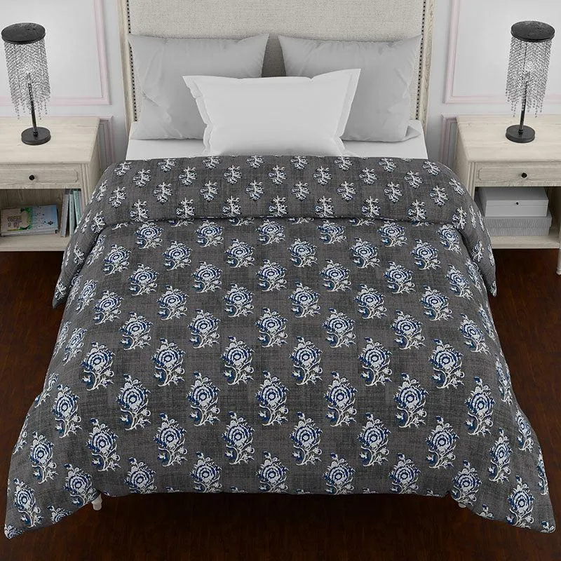 Yasti Reversible Ethnic Cotton Comforter (Grey & White) - 150 GSM media 3