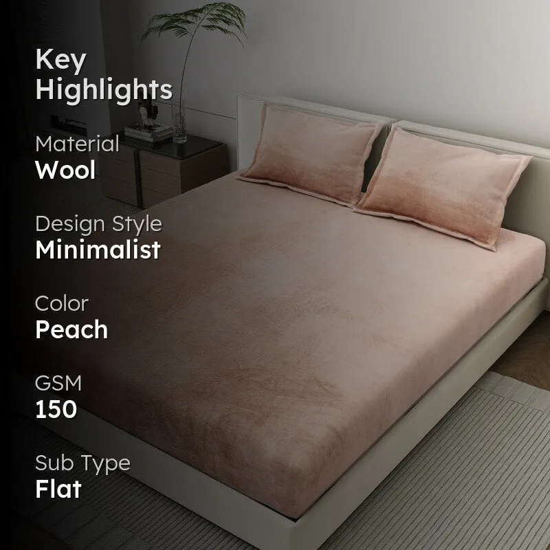 VelvetDream Woolen Bedsheet (Peach) - 150 GSM media 2
