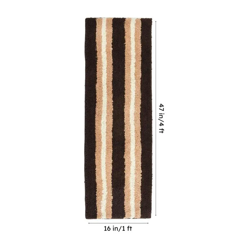 Striata Micro Fiber Runner Rug - Brown & Beige media 7