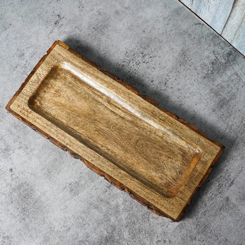 BarkServe Rectangle Mango Wood Serving Platter media 3
