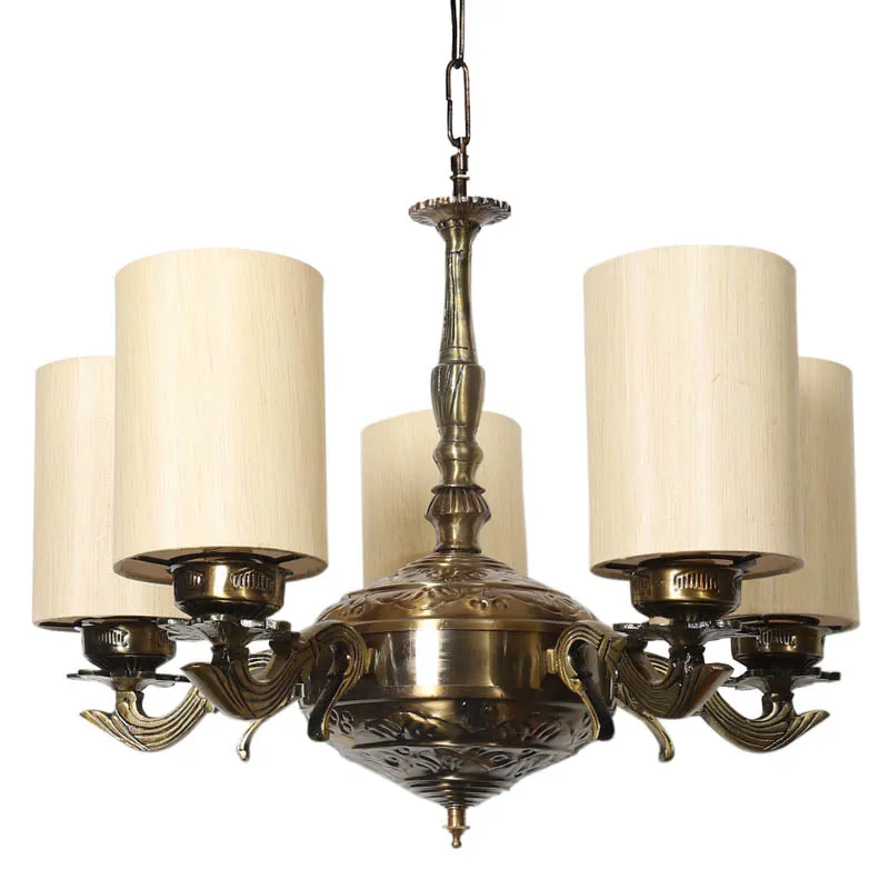 Trono Cylindrical Golden Antique Ceiling Lamp media 4