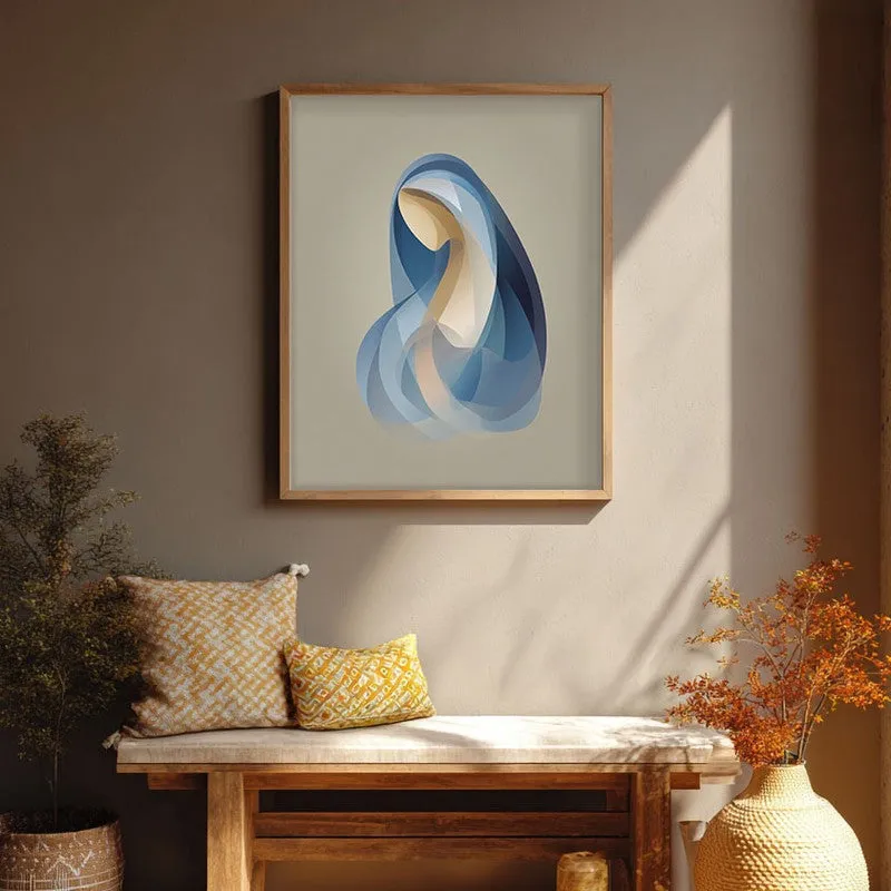 Holy Mary In Quiet Devotion Archival Paper Wall Painting With Brown Frame media 1