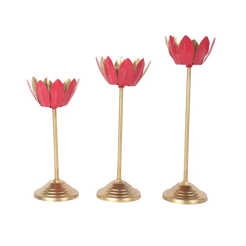 Pink Lotus Candle Holder - Set Of Three media 6