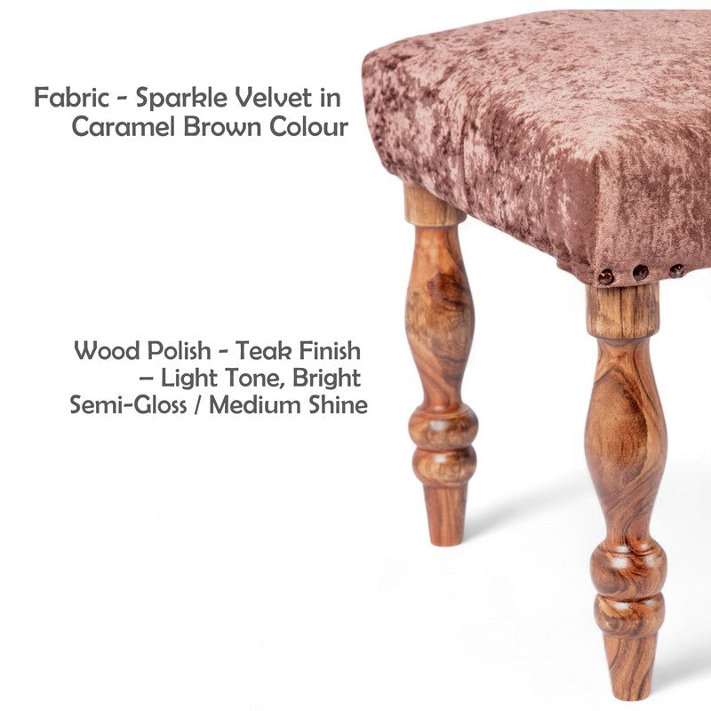 Arvex Sheesham Wooden Bench with Stools (Brown) - Three Piece Set media 5