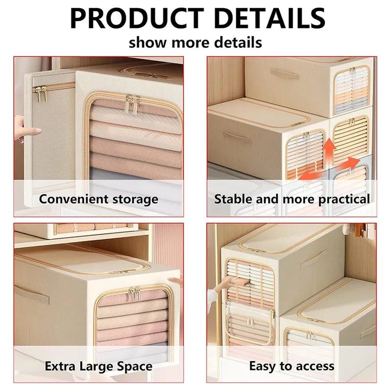 Tuck In Cloth Organiser With Zipper - Beige media 9