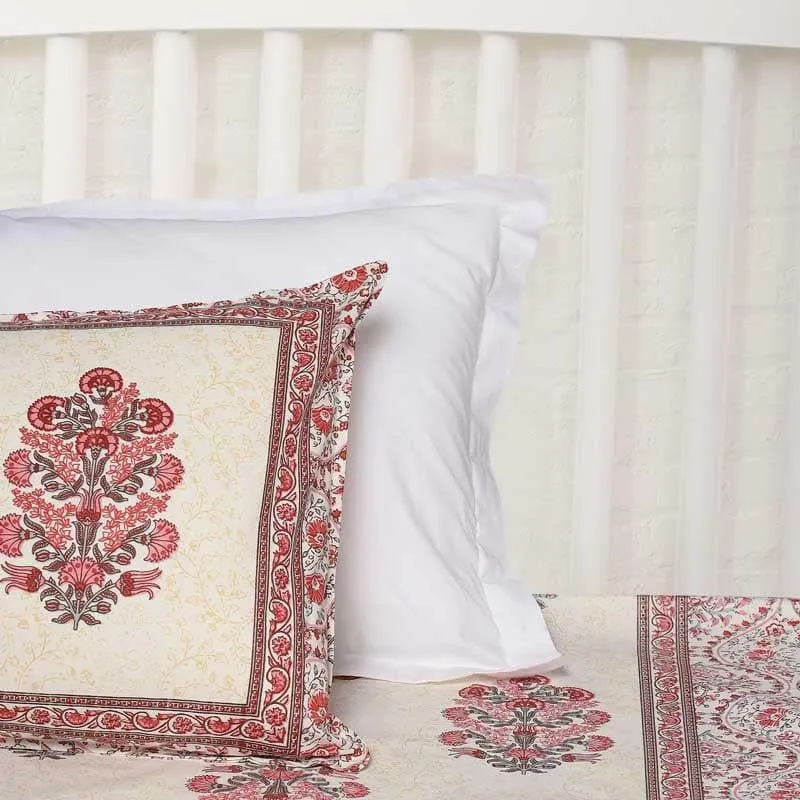 Pink Zinnia Cotton Bedsheet - 144 TC media 1