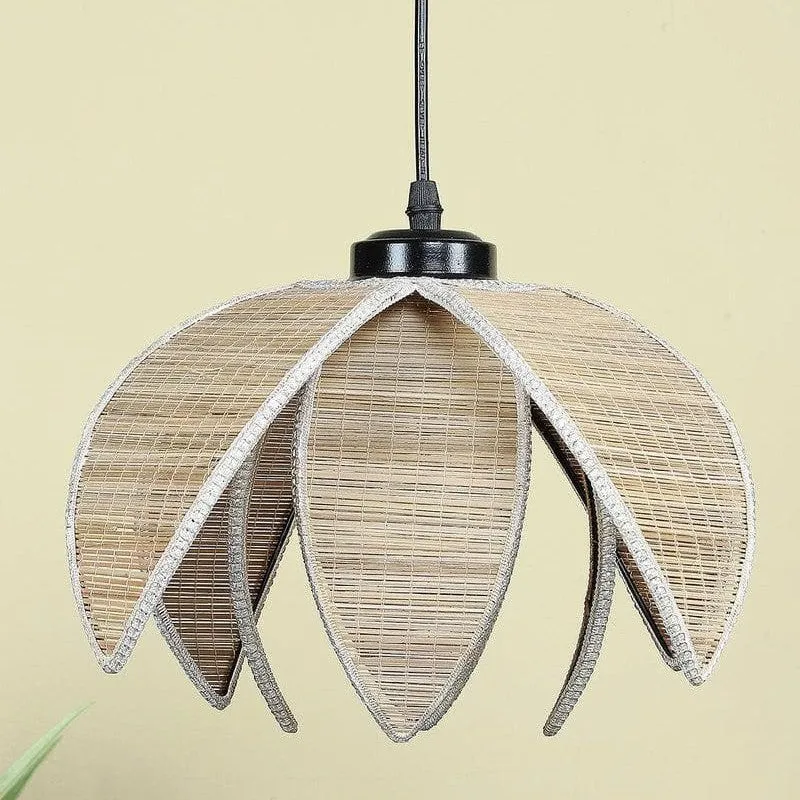 Lotus Bamboo Cane Ceiling Lamp media 3