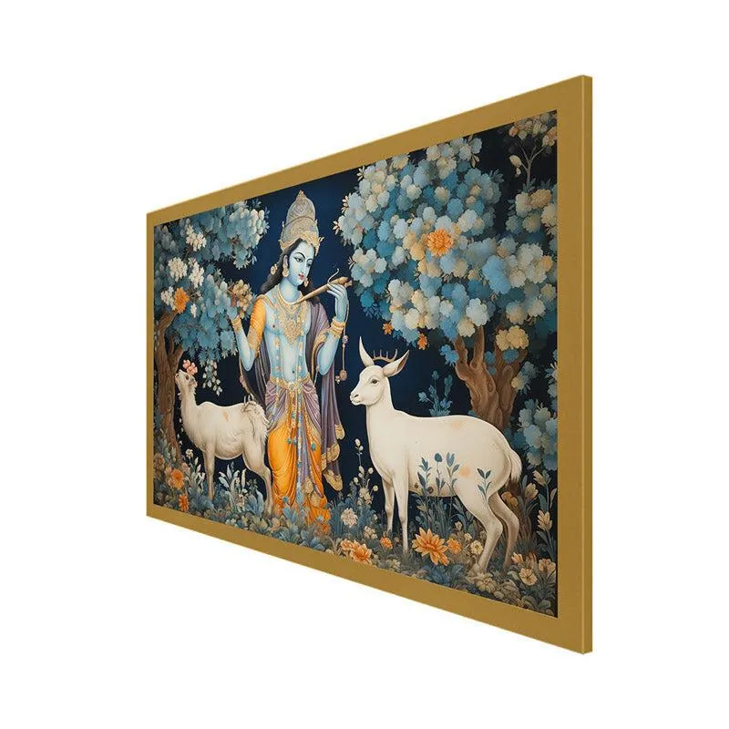 Krishna Bhavana Canvas Wall Painting With Frame media 6