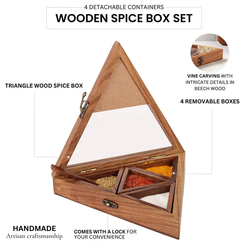 Garza Sheesham Wood Masala Box - Two Piece Set media 5