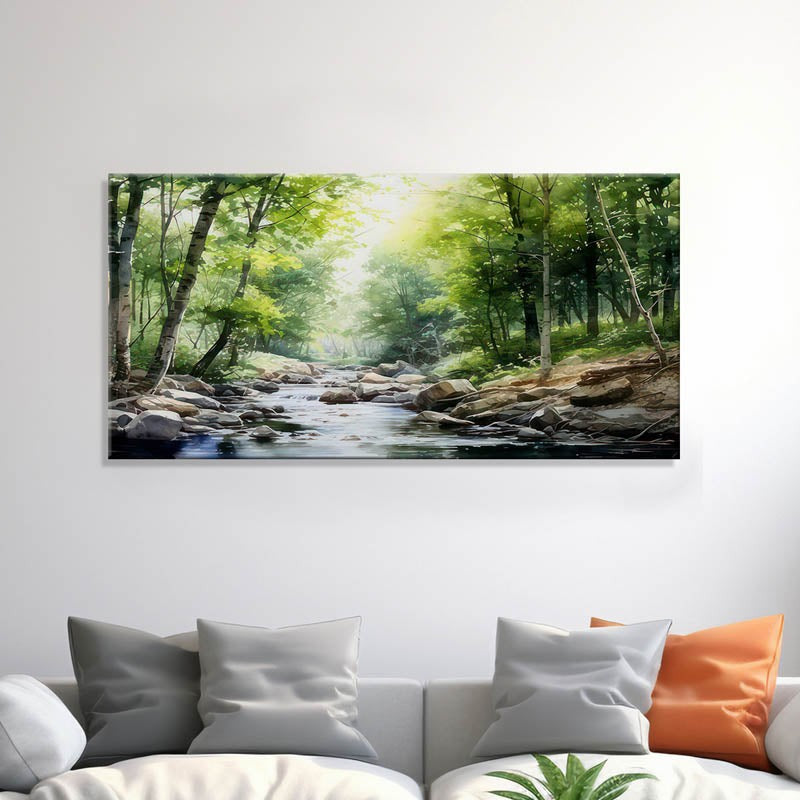 Amazon Forest Stream Poly Canvas Wall Painting