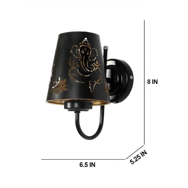 Ganeshji Etched Metal Wall Lamp media 7