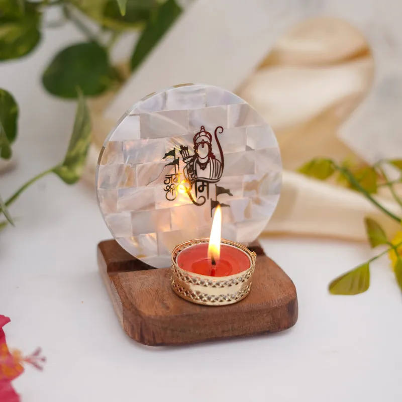 Jai Shree Ram Mother Of Pearl Religious Accent With Tealight Candle Holder media 4