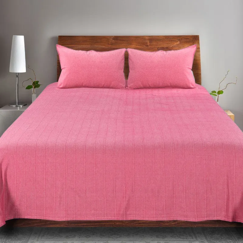 Serene Spread Cotton Bedsheet (Pink) - 220 TC media 3