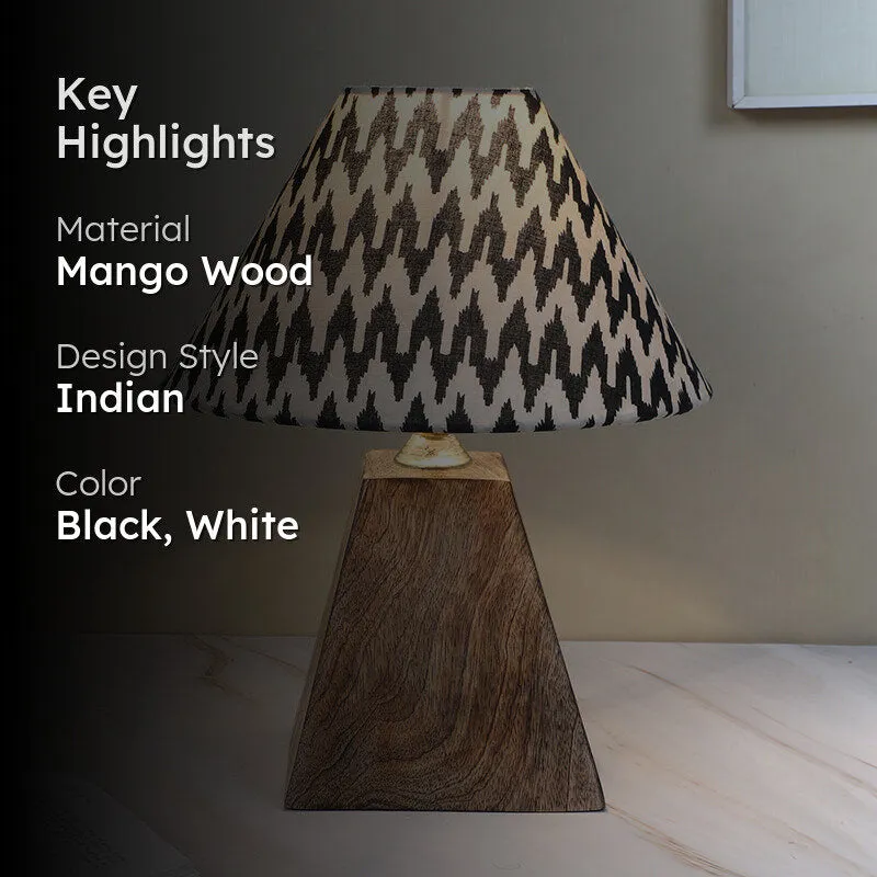 Chevronic Obelisk Printed Mango Wood Table Lamp - Black,White media 2