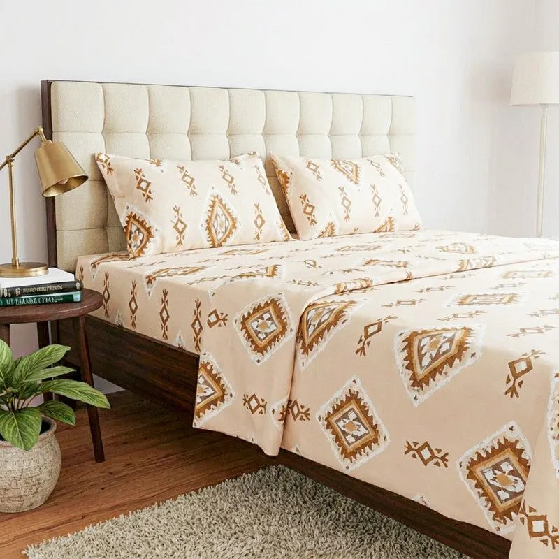 Lisha Ethnic Cotton Bedsheet (Brown) - 144 TC media 3