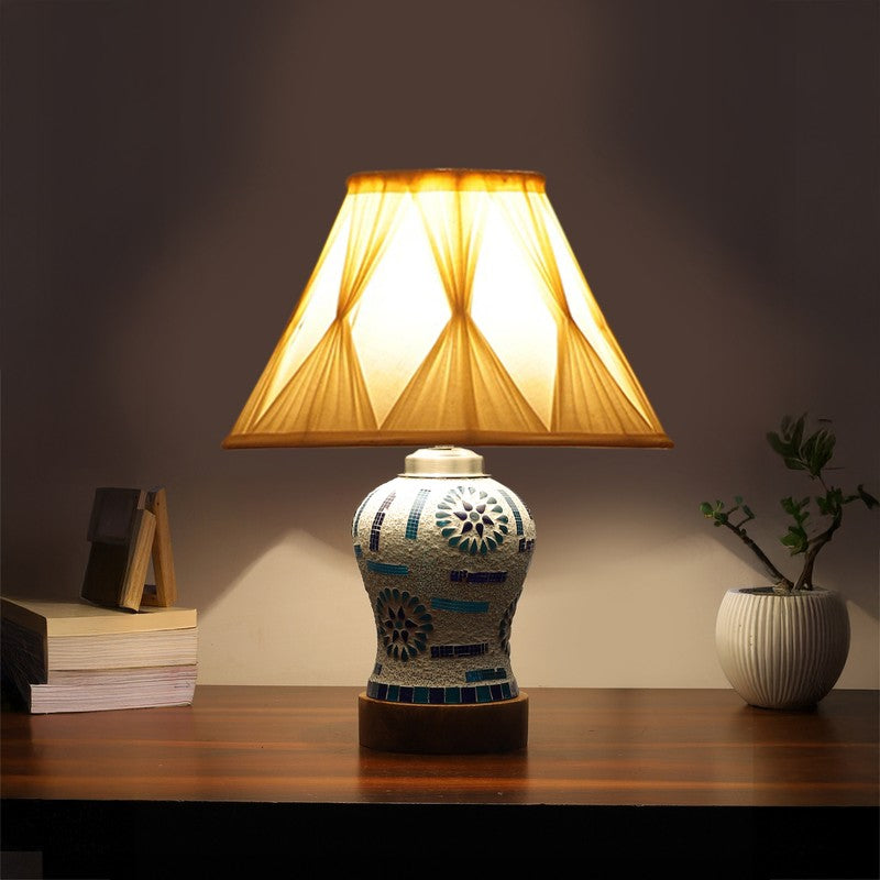 Sonara Smocked Wooden Table Lamp - Multicolor