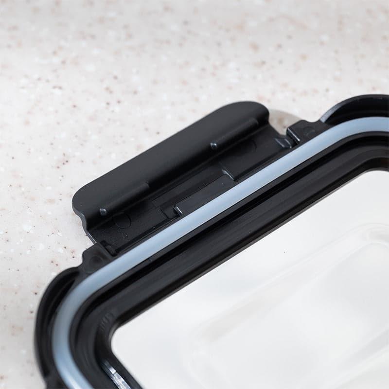 Boro Glass Lunch Box With Steel Lid (Black) - 370 ML media 7