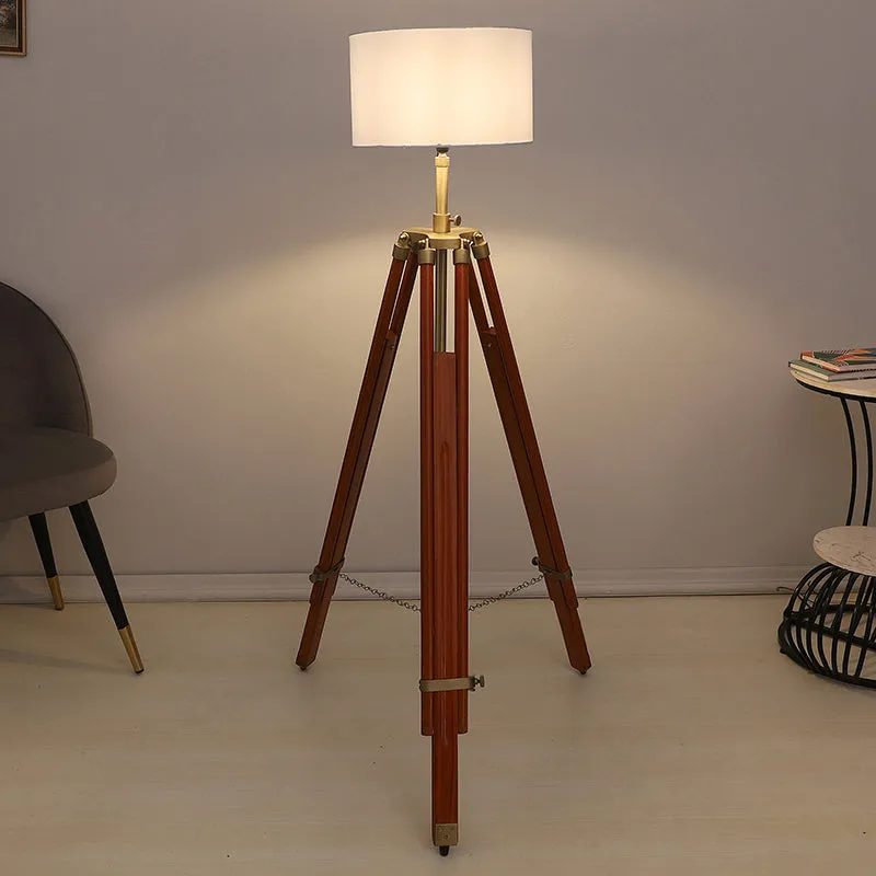 Lucciola Solid Tripod Floor Lamp - Brown & White media 1