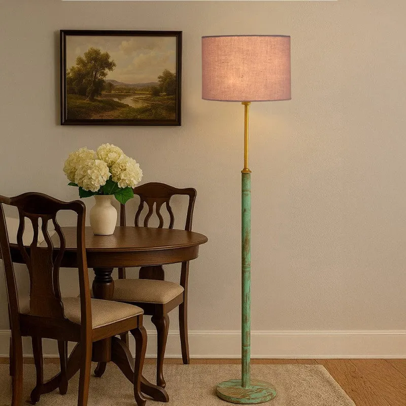 Amber Glow Wooden Floor Lamp - Grey media 3