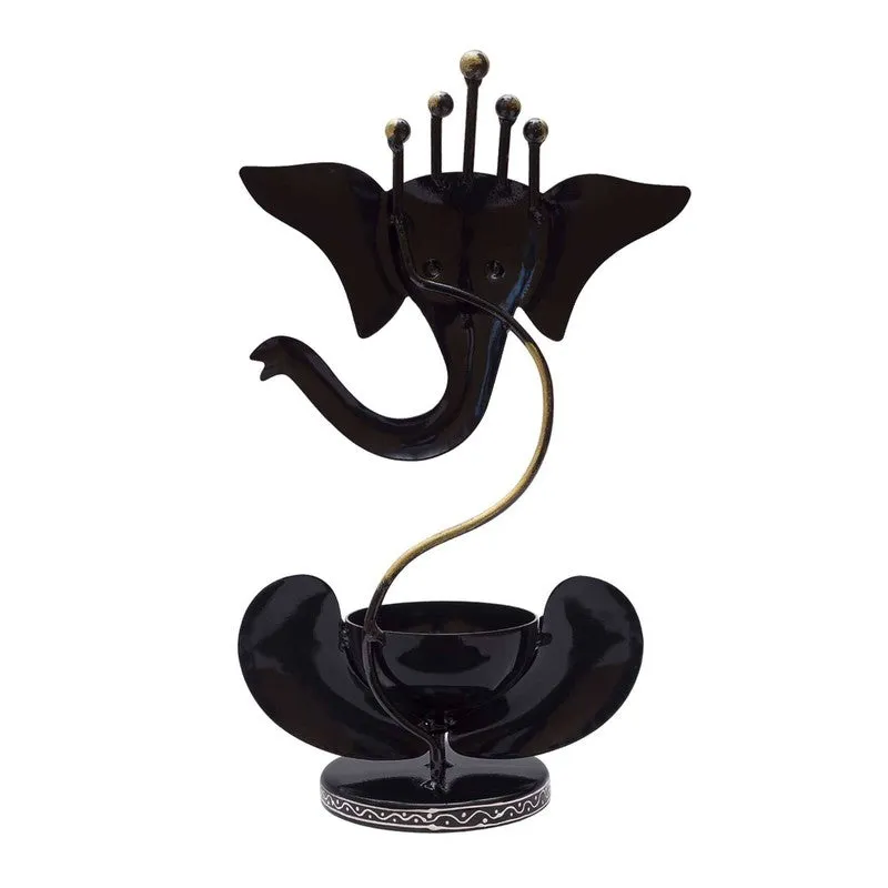 Sacred Ganesha Blessing Iron Tea Light Candle Holder media 5
