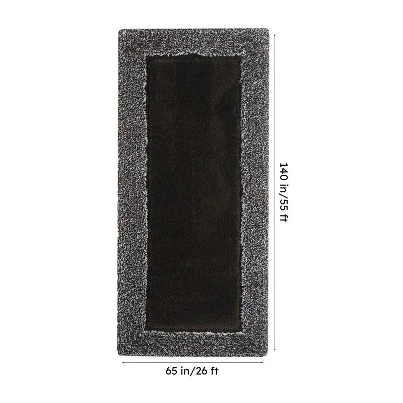 Full view of the brown runner rug with visible rectangular shape