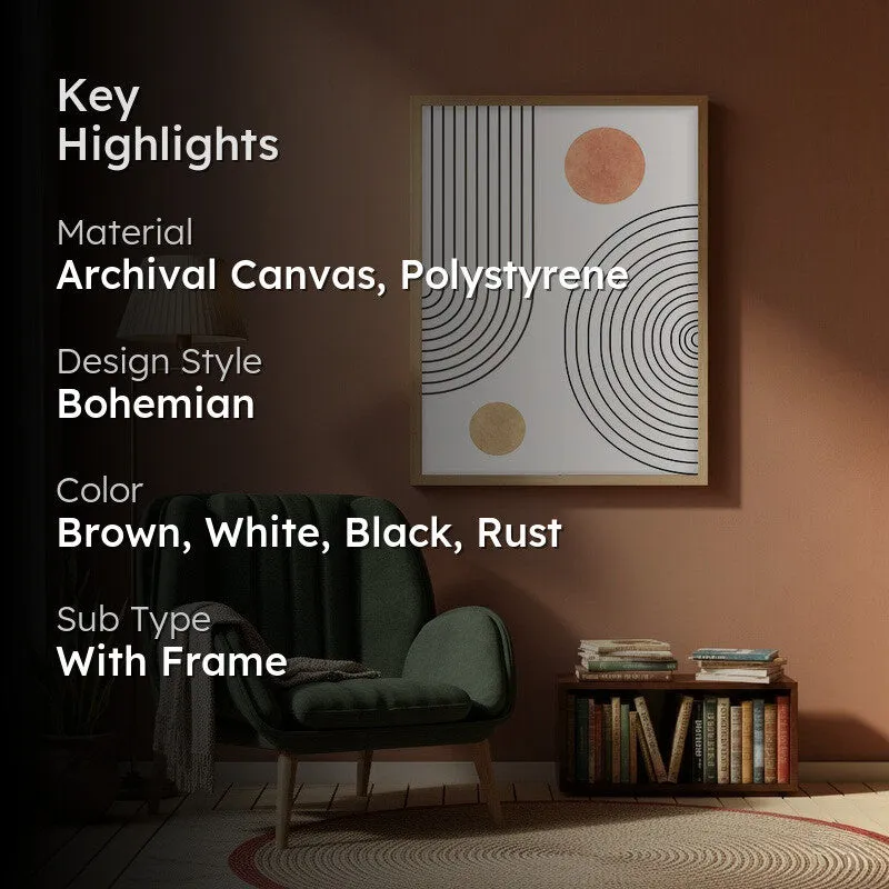 Linear Harmony Canvas Wall Painting With Brown Frame media 2