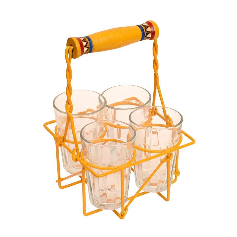 Saanvi Handpainted Glass With Holder (75 ML) - Five Piece Set media 4