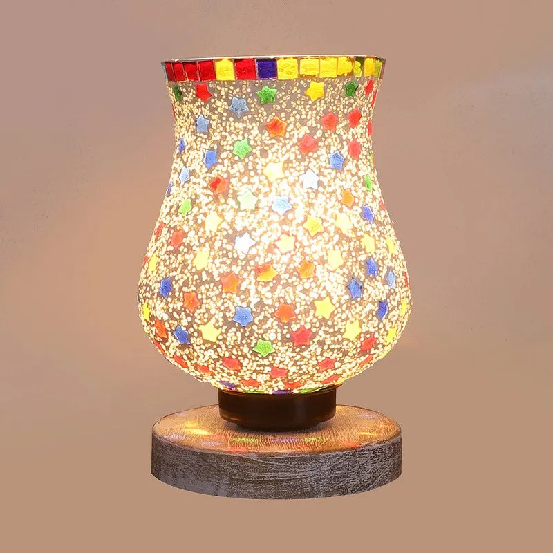 Flare Mosaic Glass Table Lamp With Wooden Base - Multicolor media 6