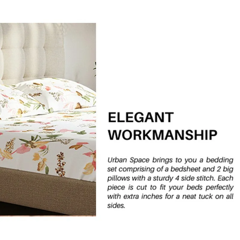 Urban Space Cherry Blossom-Peach Cotton Bedsheet - 200 TC media 5