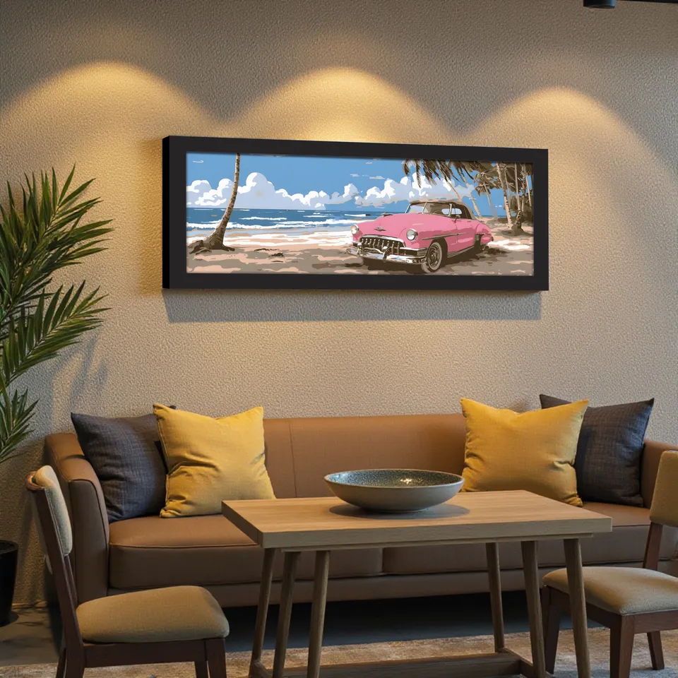 Sandora Classic Car Beachside Wall Art With Frame media 5