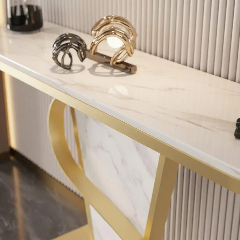 Bold Metal Console Table with Marble Top - Large media 3