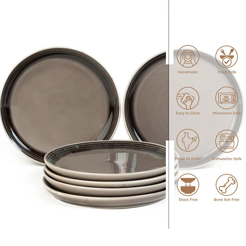 Caspian Porcelain Dinner Plate (Grey) - Set Of Six media 3
