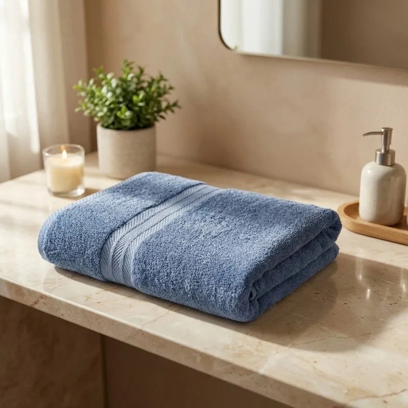 PlushAura Cotton Bath Towel (Navy) media 1