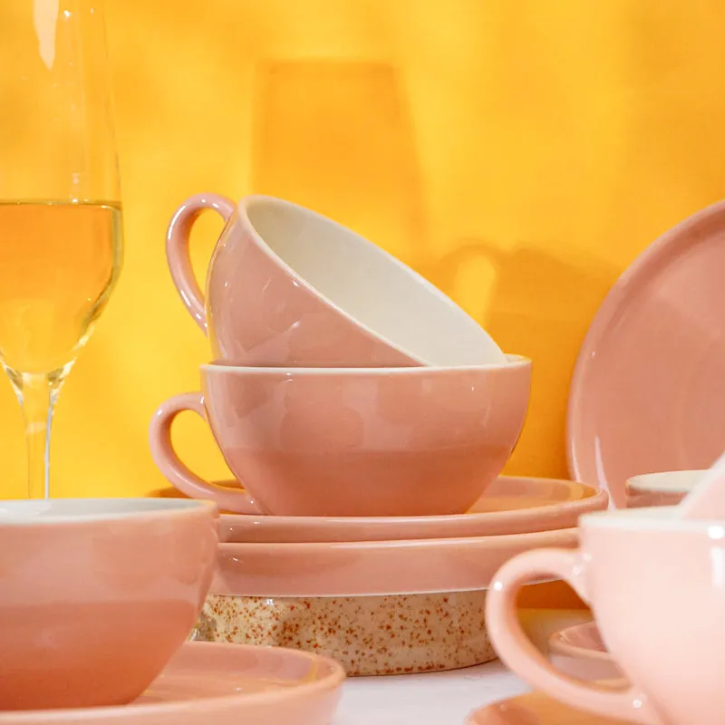 Blush & Brew Cup & Saucer (Pink/320 mL) - Twelve Piece Set media 5
